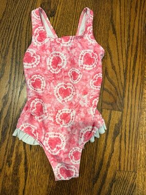 Ingear Pink and White Tie-Dye Heart Swimwear